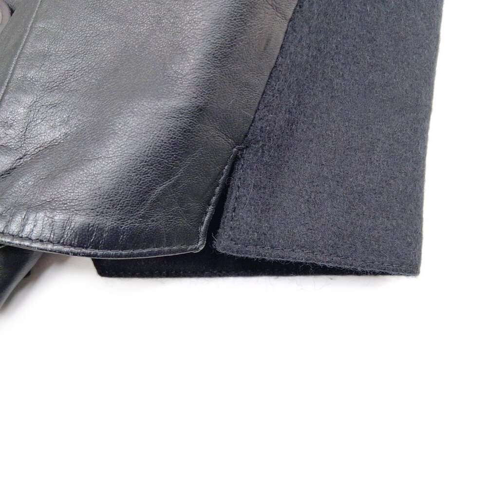 Vintage 1990s GAP Genuine Leather Vest Black Wool Back Button Front Womens S - Picture 5 of 9